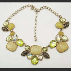 Yellow and Clear Beaded Faceted Necklace
